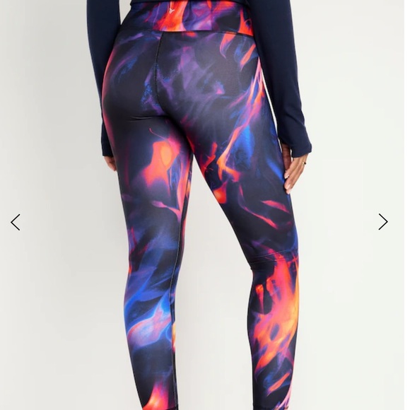 NWT OLD NAVY High-Waisted PowerSoft 7/8 Leggings Color: Pink Swir - Picture 2 of 8